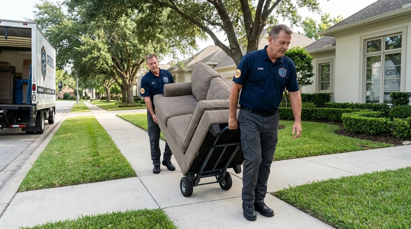 Local residential moving crew loading furniture in Paris, TX